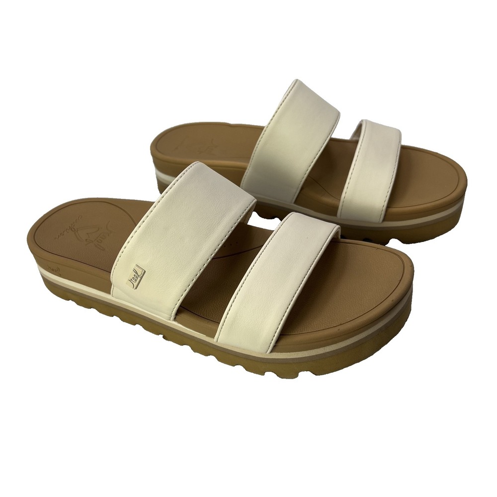 REEF Womens Banded Horizon HI Beige Sandal US 7 Platform Slides Anatomic Arch